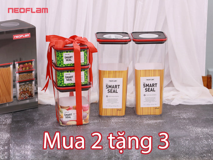 Mua 2 tặng 3 hộp đựng thực phẩm Smart Seal vuông